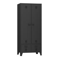 KLEIDERSCHRANK Hankasalmi - Schwarz, Metall (90/180/40cm) - [en.casa]