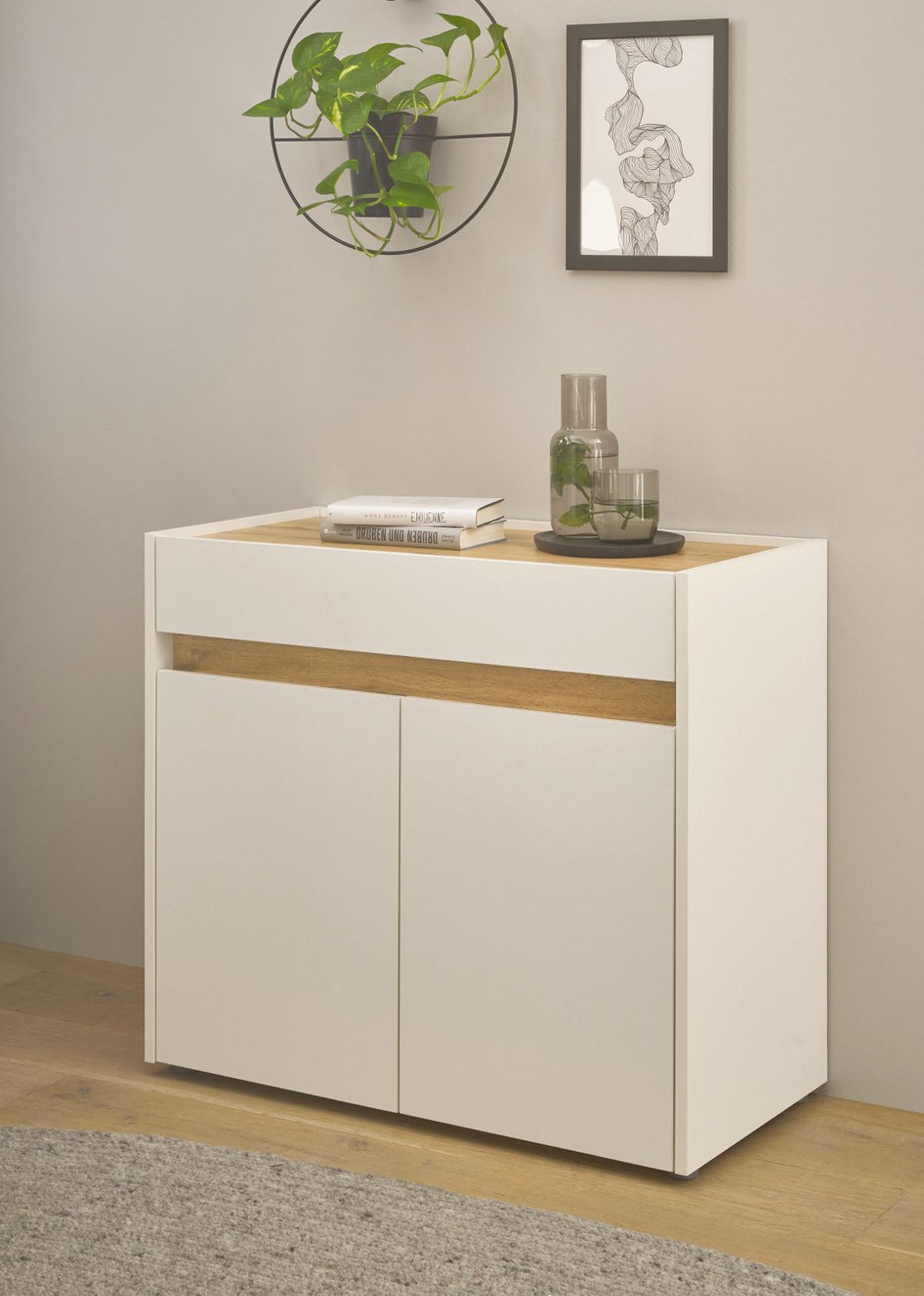 STANDCONTAINER Weiß, Eiche Wotan 80 x 70 cm, Büro Kommode mit Schubkasten, Schreibtischhöhe - Eichefarben/Eiche Wotan, Holzwerkstoff/Kunststoff (80/70/40cm) - Furn.Design