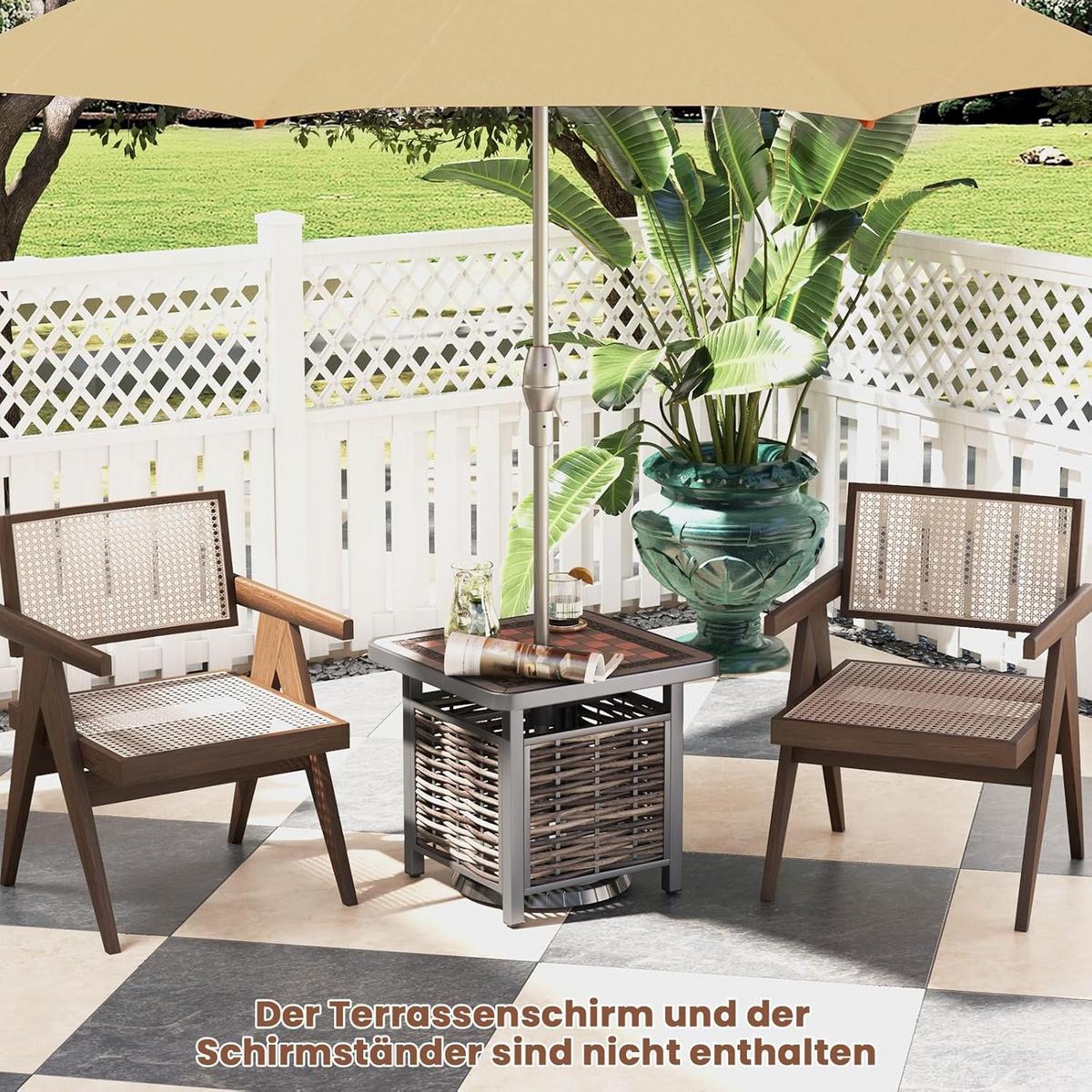 BEISTELLTISCH Braun - Braun, Kunststoff (55/55/50cm) - COSTWAY