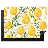 HERDABDECKPLATTE Blumen - Ostereier - Gelb Induktionsmatte 71x52 cm - Gelb, Kunststoff (71/52/0.2cm) - MuchoWow
