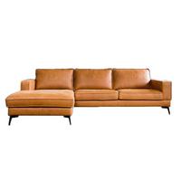 ECKSOFA BLOOM Braun Leder - Schwarz/Braun, Leder/Metall (276/177cm) - KAWOLA
