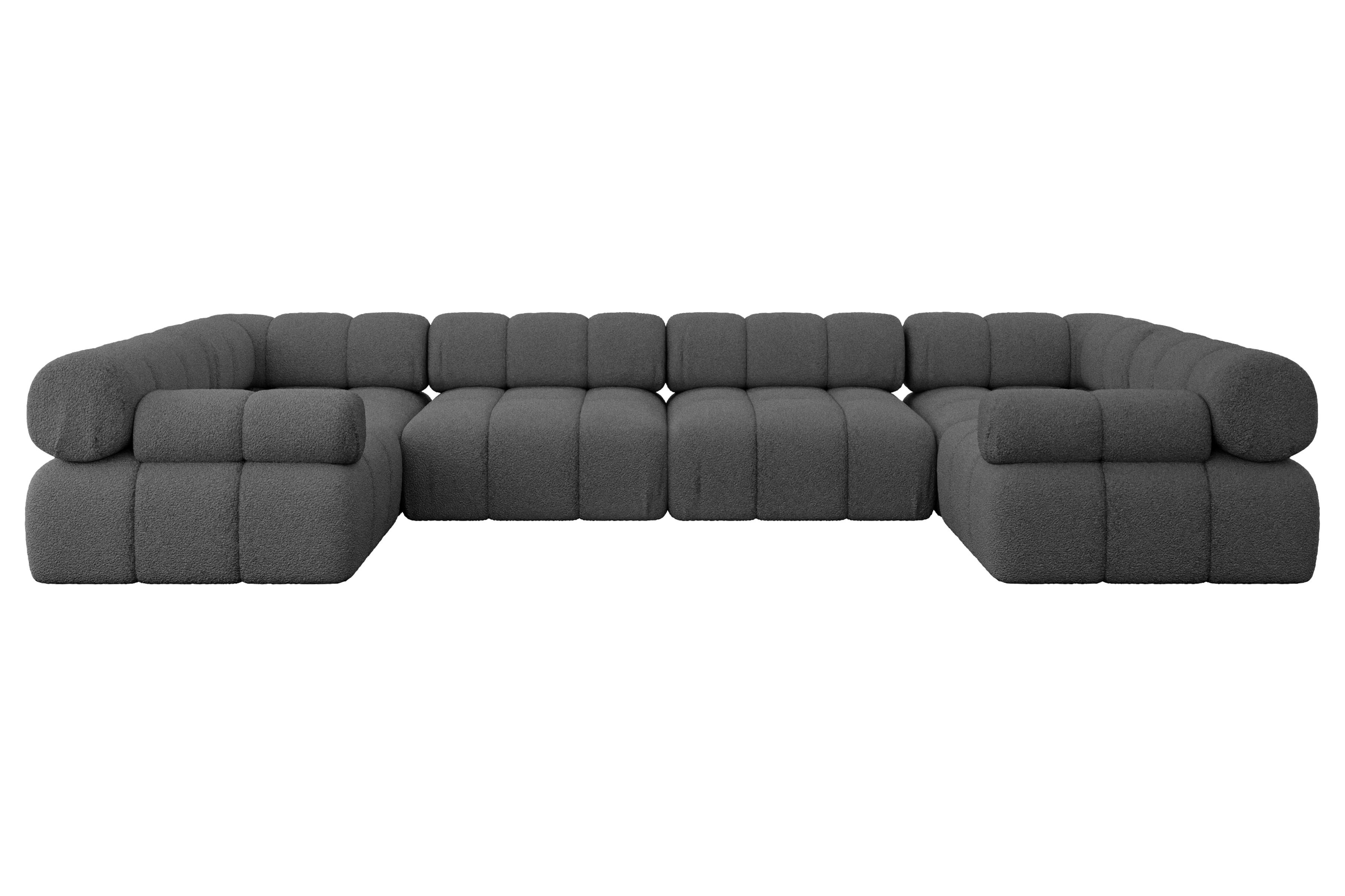WOHNLANDSCHAFT modulares Sofa Birno-U2 - 380x190x70 cm Grau Bouclé - Grau, Holzwerkstoff/Textil (380/70/190cm) - ALTDECOR