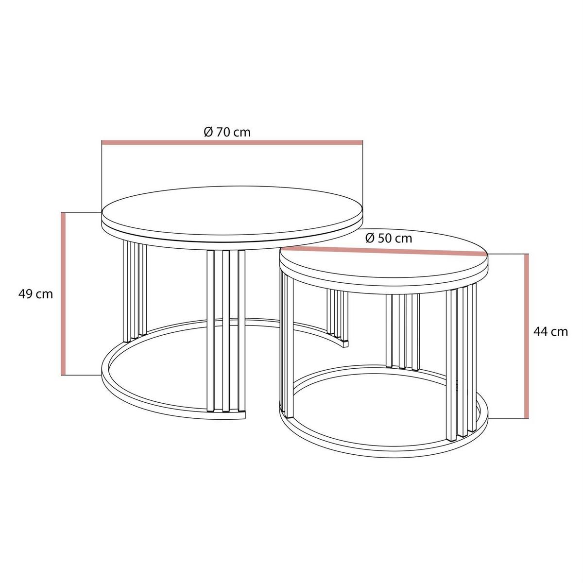COUCHTISCH 2in1 LORI MAT gebürstetes Gold, Gebürstetes Gold / schwarz matt - Schwarz, Metall (70/70/49cm) - Lookway