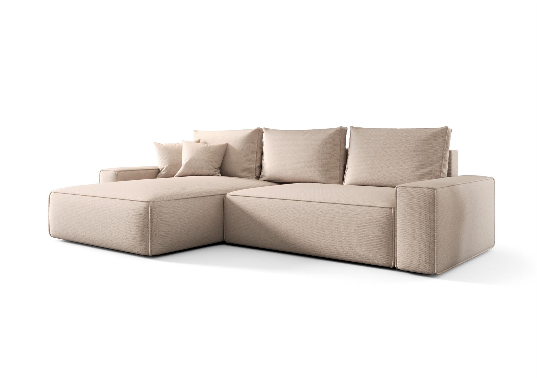 ECKSOFA Walken Mit Schlaffunktion - Creme, Holzwerkstoff/Textil (280/185cm) - Fun Möbel