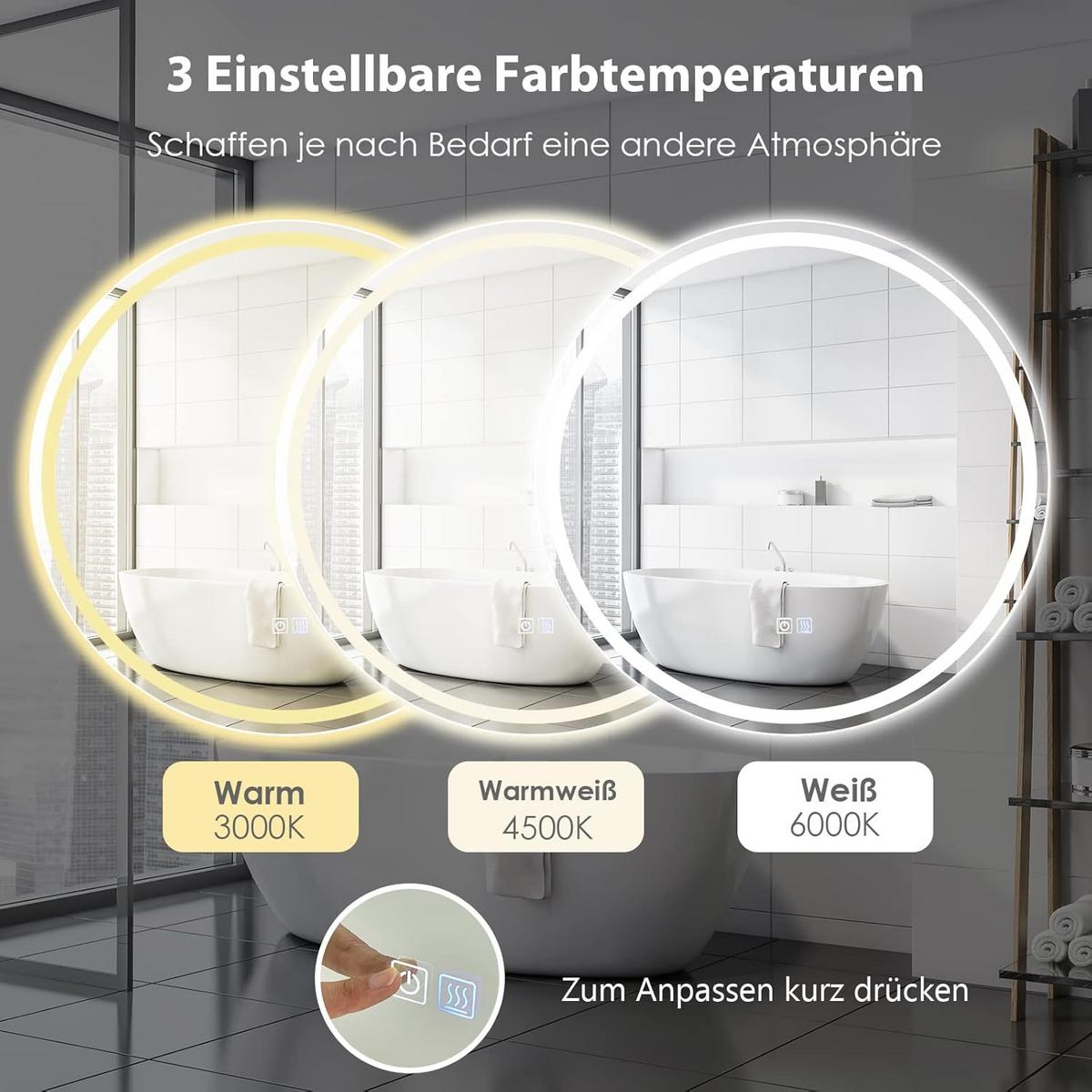 LED-SPIEGEL dimmbar Silber - Silberfarben, Glas (60/60/4cm) - COSTWAY