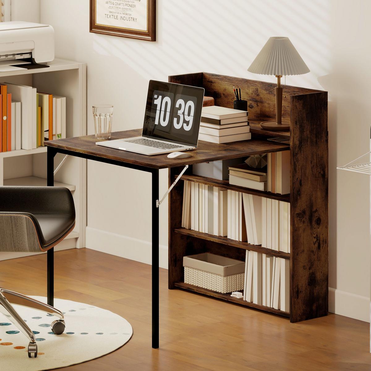 ESSTISCH MDF Stahl Rustikal-Braun - Schwarz/Braun, Holzwerkstoff (90/80/93cm) - HOMCOM