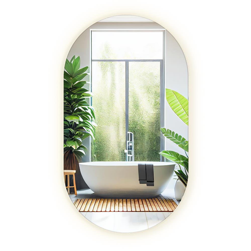 SPIEGEL 46 x 80 cm Oval Warmweiß 3000 K - Blaugrau, Glas (46/80/2.4cm) - TULUP