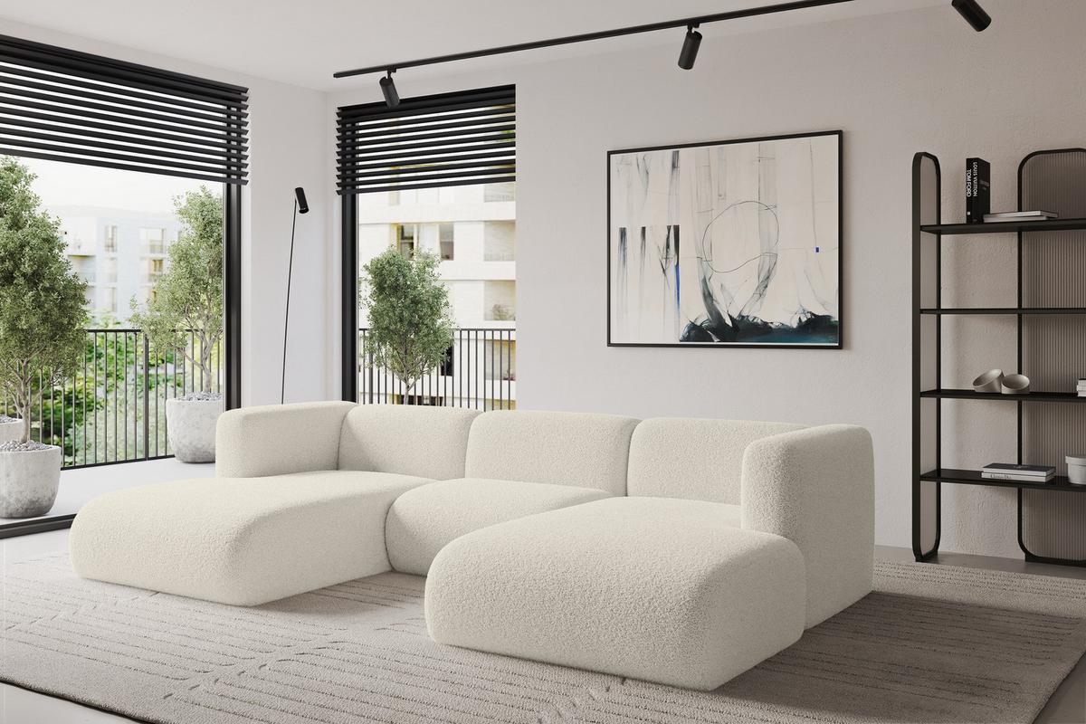 WOHNLANDSCHAFT MIRA-U1 317x179x70 Beige Bouclé - Kaschmir/Beige, Holzwerkstoff/Kunststoff (317/70/179cm) - ALTDECOR