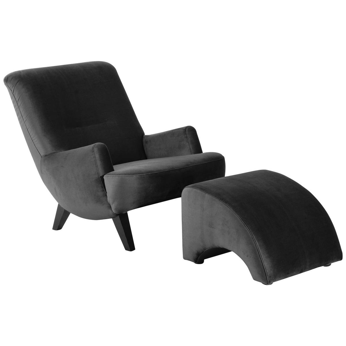 POLSTERHOCKER Kajsa Samtvelours schwarz - Schwarz, Kunststoff (52/37/54cm) - 58aufmkessel