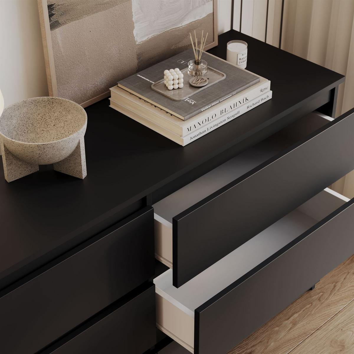 SIDEBOARD HANA M6 Schwarz 140cm - Schwarz, Holzwerkstoff (140/74.4/40cm) - Lookway