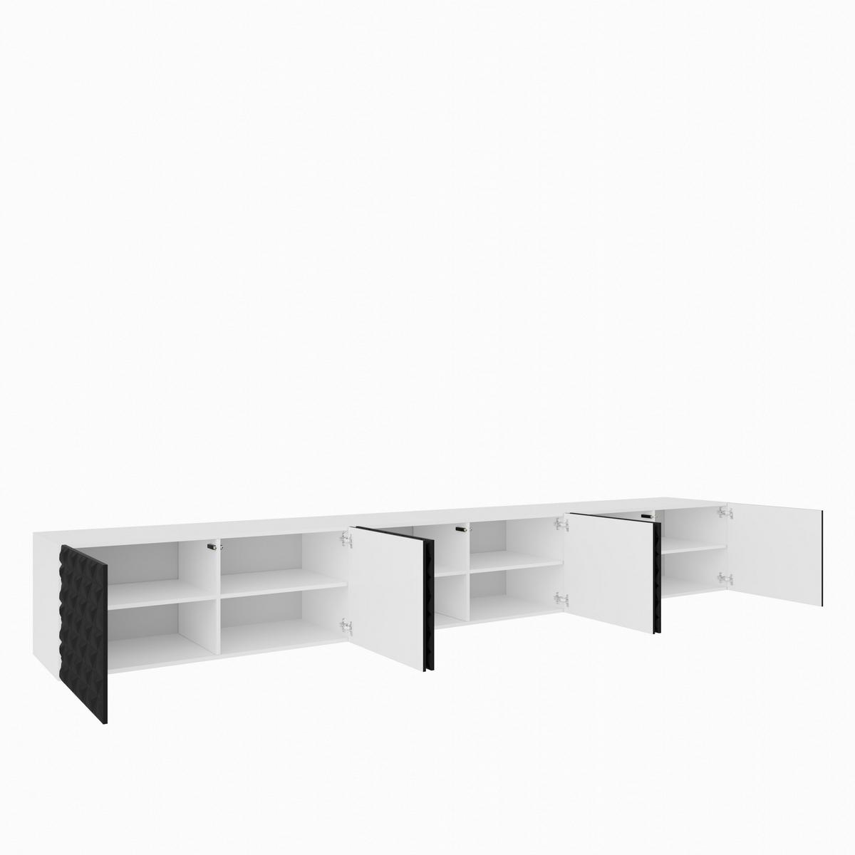 LOWBOARD ROVA 300/41/40 cm, Hängender TV-Schrank Weiß / Schwarz - Schwarz/Weiß, Holzwerkstoff (300/41/40cm) - MASSENO