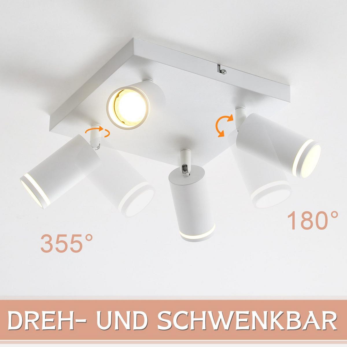 DECKENSTRAHLER Adelebsen 4-flammig 25/25/17 cm - Weiß, Metall (25/25/17cm) - Nettlife
