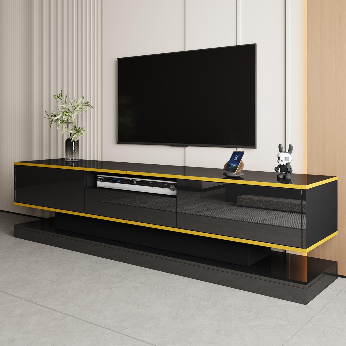 TV LOWBOARD Schwarz 180/38/45 cm - Schwarz, Holzwerkstoff (38/45/180cm) - Urban Meuble