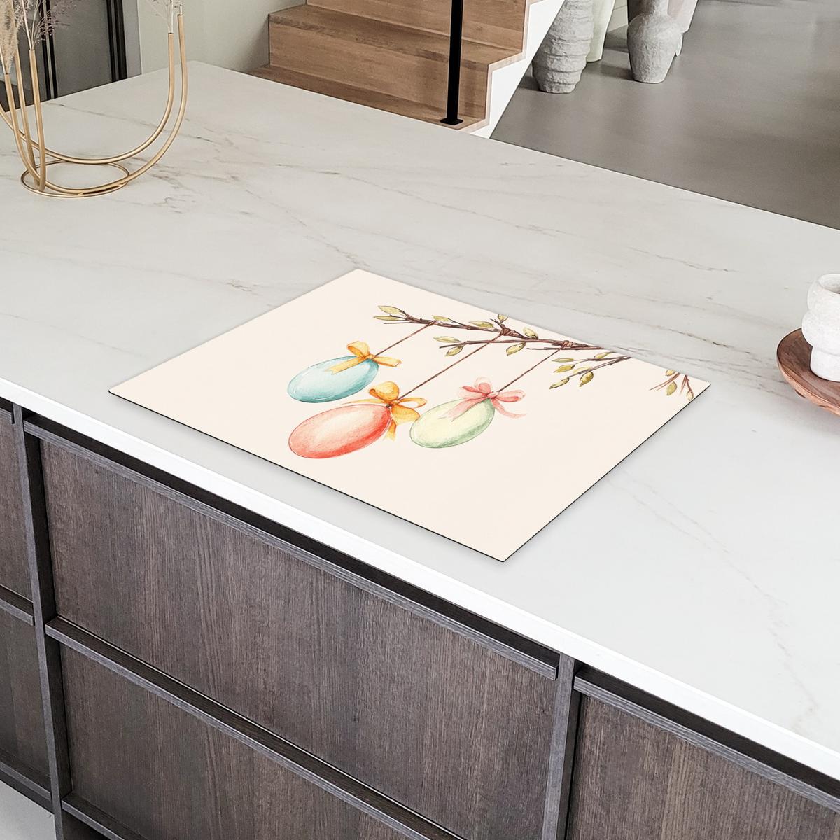HERDABDECKPLATTE Osterkuchen - Schleife - Eier Induktionsmatte 71x52 cm - Creme, Kunststoff (71/52/0.2cm) - MuchoWow