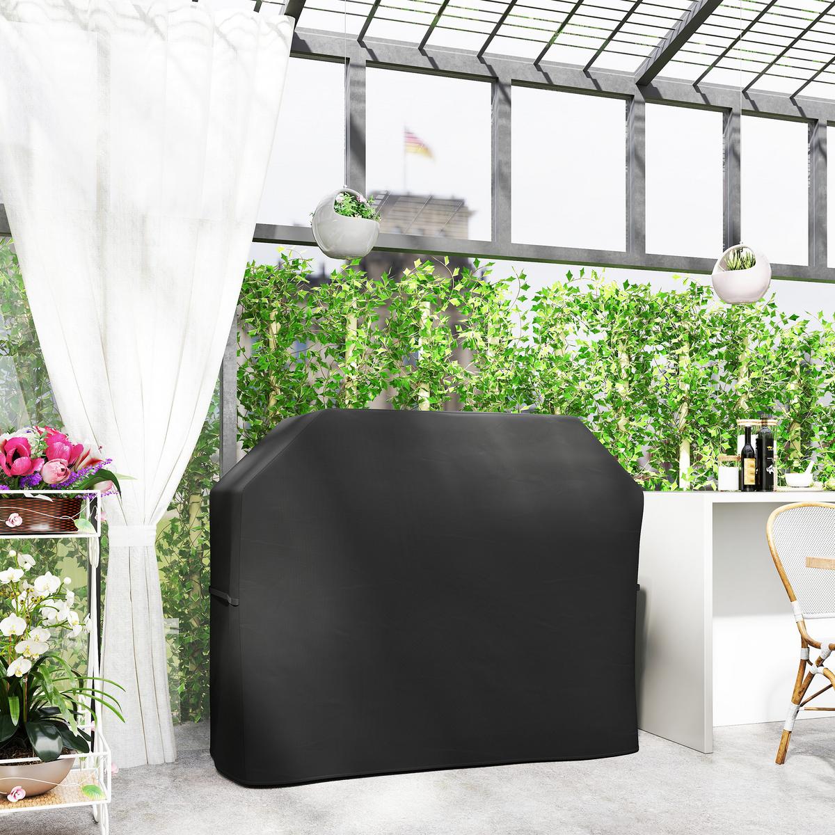 GRILLABDECKUNG Polyester Schwarz - Schwarz, Textil (61/120/147cm) - Outsunny