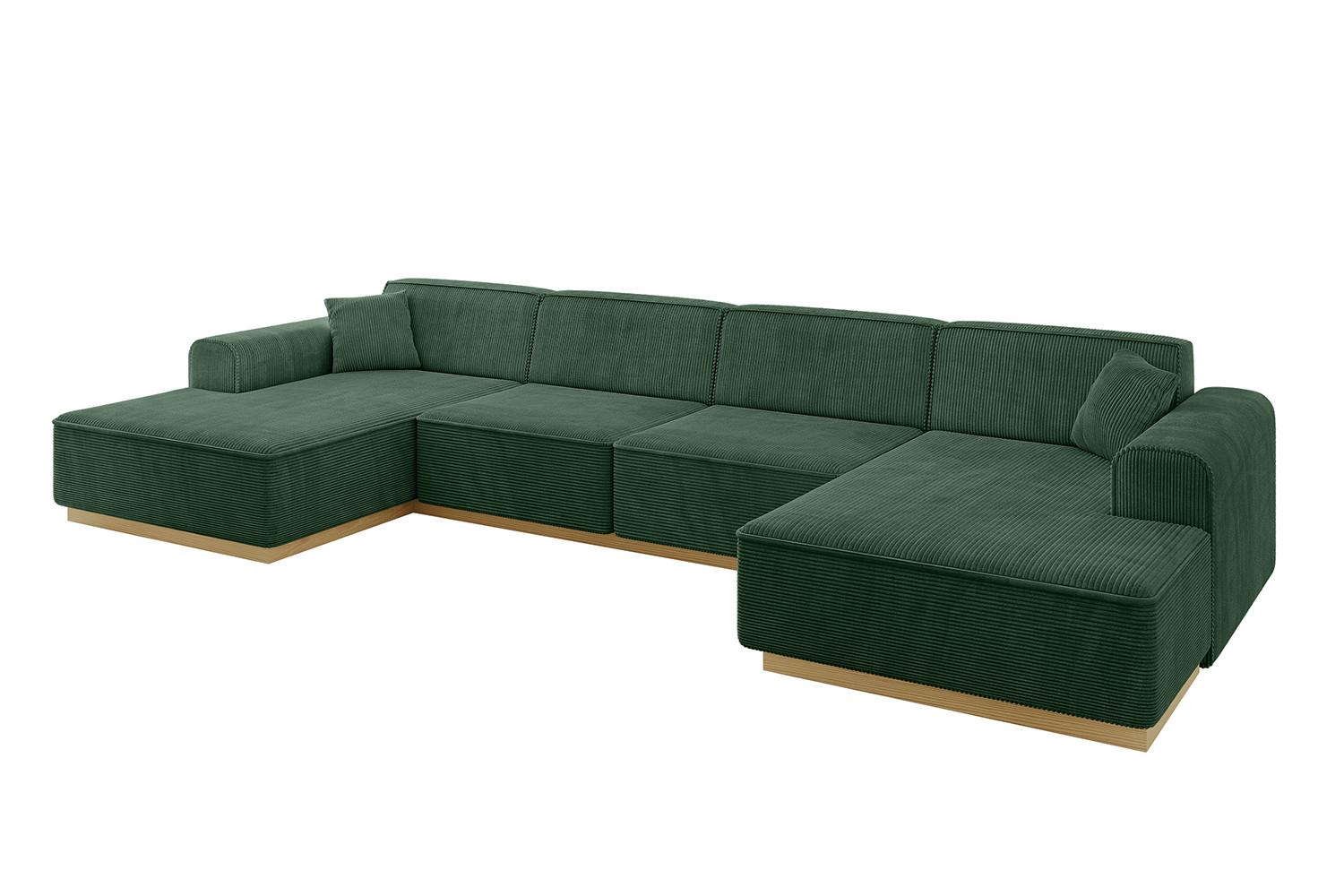 WOHNLANDSCHAFT IREA-U2-v2 - 386x165x80 cm Grün - Currygelb, Holzwerkstoff/Textil (386/80/165cm) - ALTDECOR