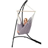 XL HÄNGESTUHL mit Gestell 210/140 cm , Grau/Schwarz - Schwarz, Metall (140/210/160cm) - Amanka