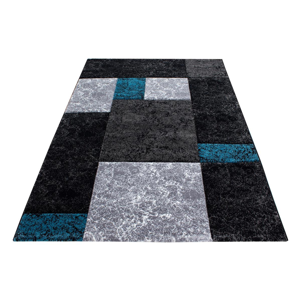 KURZFLORTEPPICH LATEMAR, kariert, Türkis, 140 x 200 cm - Blau, Textil (140/200cm) - KADIMA DESIGN