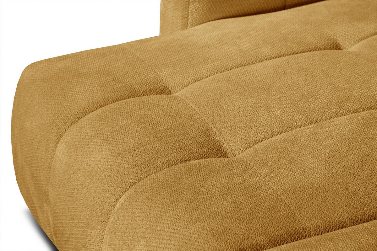 ECKSOFA KIMI 3-Sitzer, ausziehbarer Sitz, verstellbare Kopfstützen, senfgelb - Gelb/Schwarz, Holzwerkstoff/Textil (270/160cm) - Wozimo