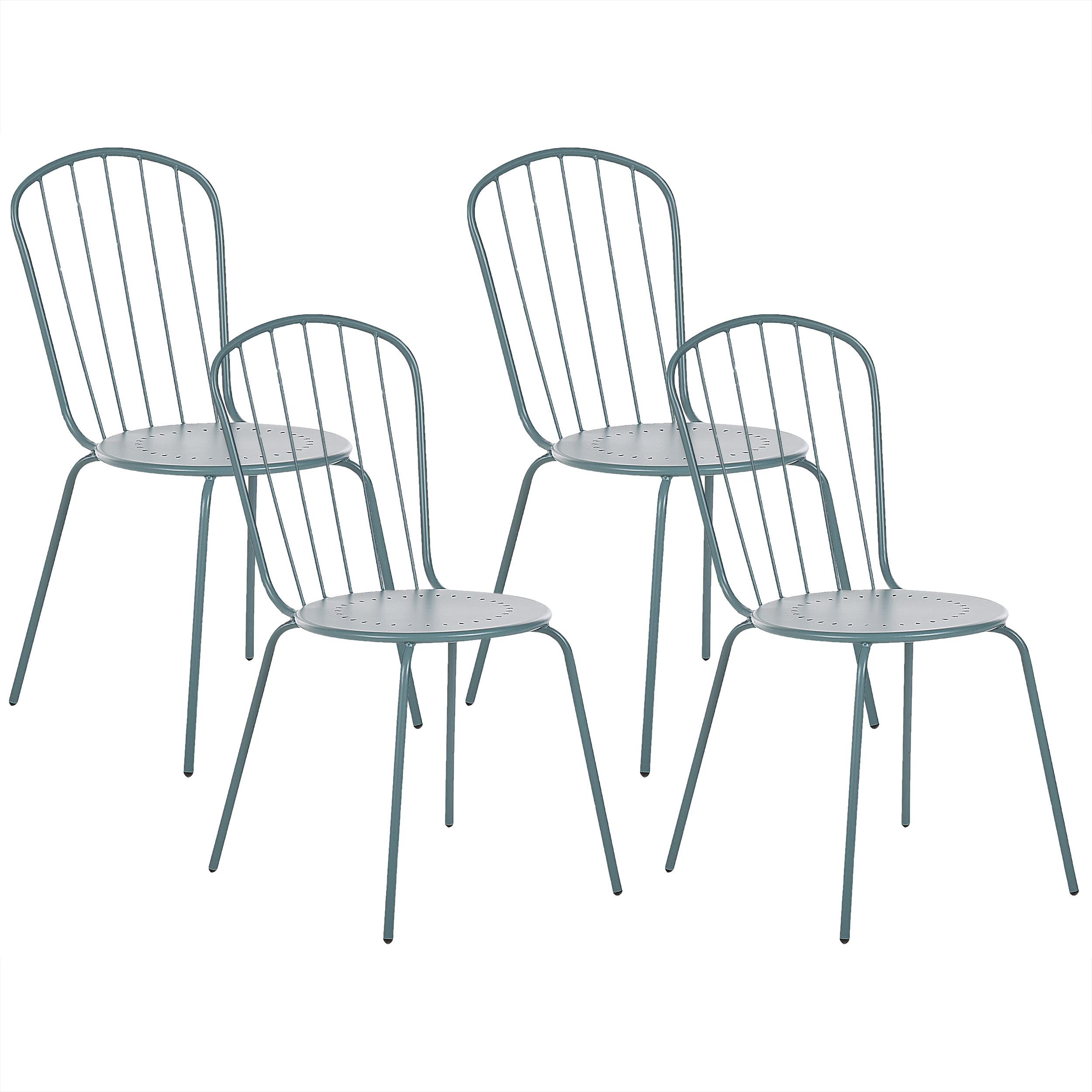 GARTENSTUHL 4er-Set Stahl hellblau Calvi - Blau, Metall (40/89/47cm) - Beliani
