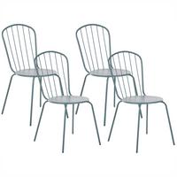 GARTENSTUHL 4er-Set Stahl hellblau Calvi - Blau, Metall (40/89/47cm) - Beliani