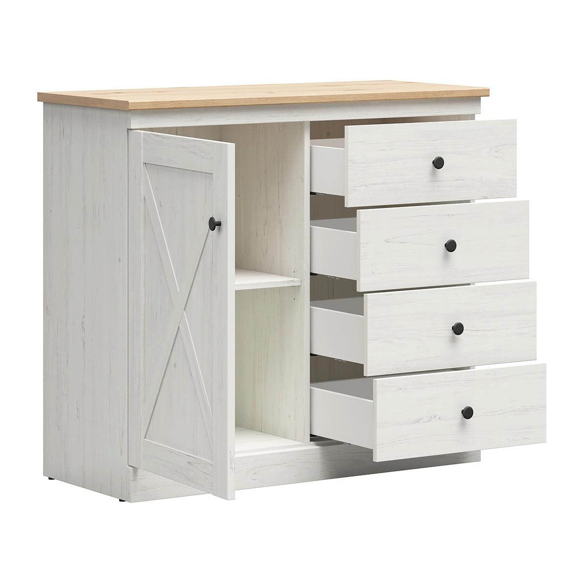 KOMMODE Victoria Weiß und Holz - Weiß, Holzwerkstoff (103/92/43cm) - Petits-meubles