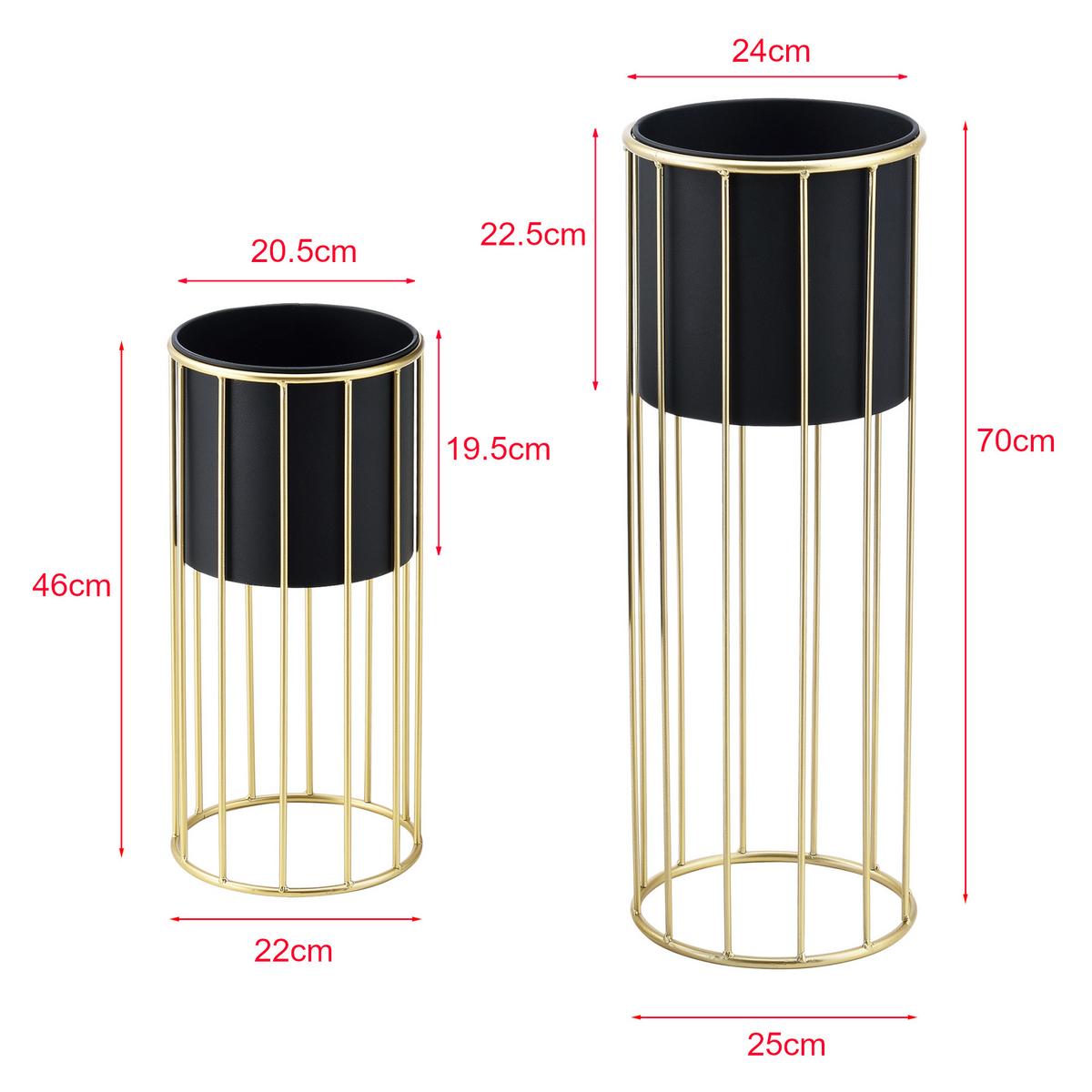 PFLANZENSTÄNDER-SET 2 TLG. Mortsel - Goldfarben/Schwarz, Metall (25/70/25cm) - [en.casa]