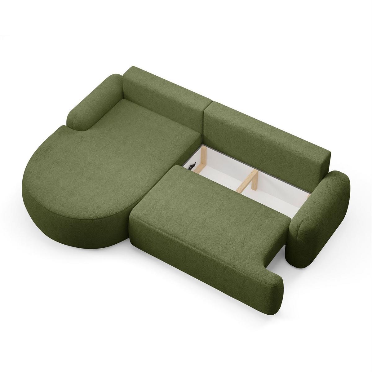 ECKSOFA CLEO mit Schlaffunktion Version Linke QUELLE 38 - Grün, Kunststoff (264/172cm) - Lookway