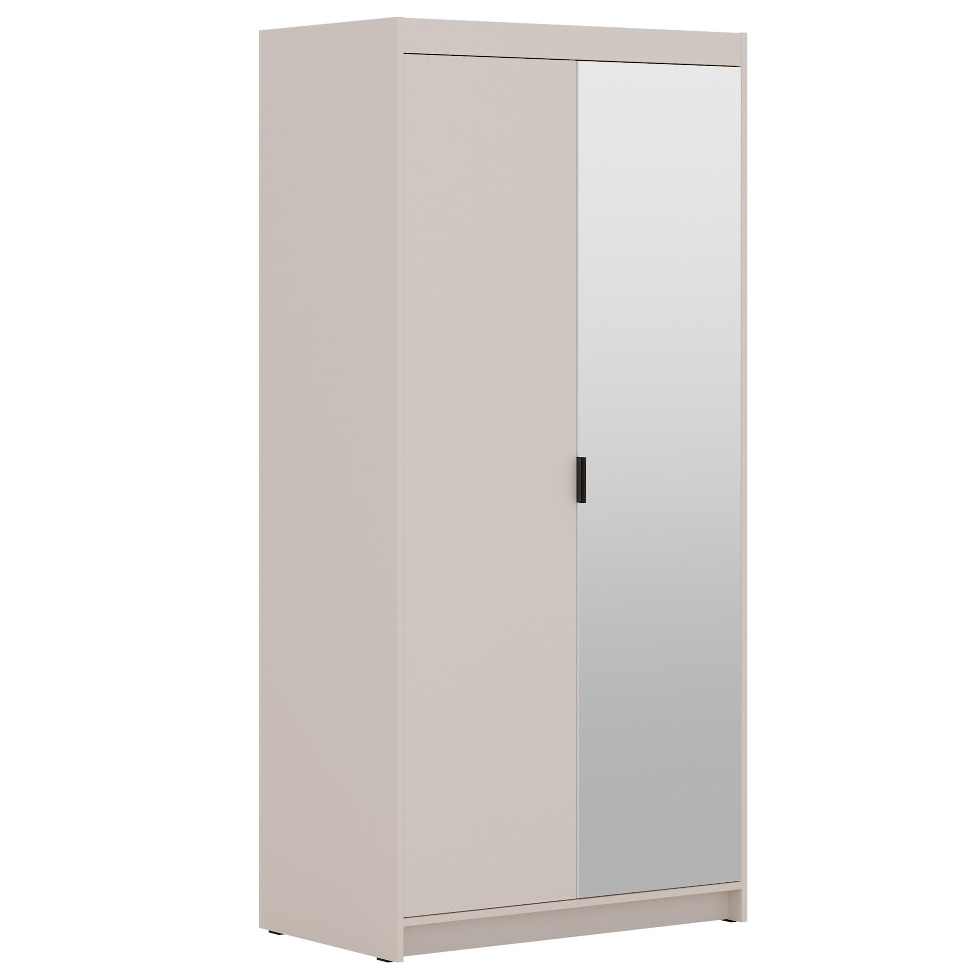 DREHTÜRENSCHRANK Elena mit 2 Türen und Spiegel, 90 cm, Sandbeige - Sandfarben, Holzwerkstoff (90/190/53cm) - Beautysofa