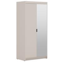 DREHTÜRENSCHRANK Elena mit 2 Türen und Spiegel, 90 cm, Sandbeige - Sandfarben, Holzwerkstoff (90/190/53cm) - Beautysofa