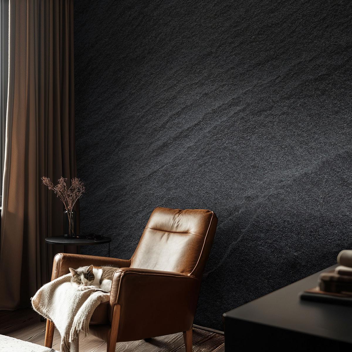 FOTOTAPETE 250x104 cm - Steine Eleganz - Schwarz, Textil (250/104cm) - Wallfluent