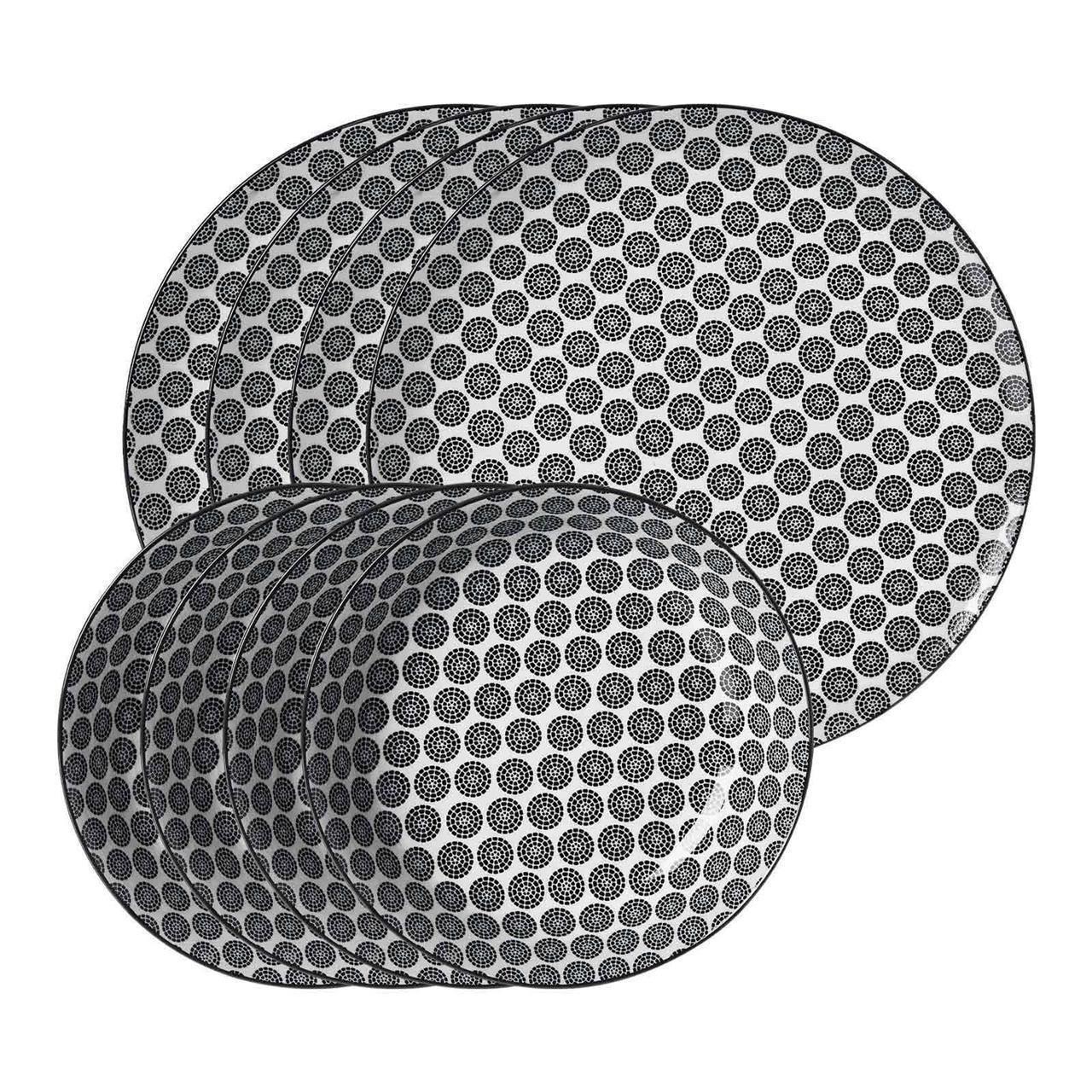 TAFELSERVICE Takeo Circles schwarz-weiß 8-tlg. - Schwarz/Weiß, Keramik (2/2/2cm) - Ritzenhoff Breker