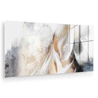 ACRYLGLASBILD Luxus - Abstrakt - Gold - Weiß 120x60 cm - Goldfarben, Glas (120/60cm) - MuchoWow