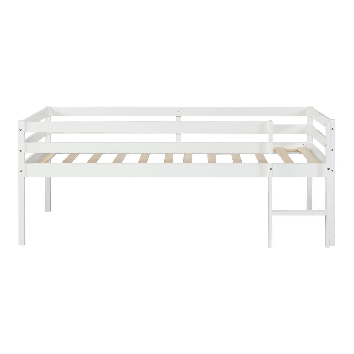 KINDERBETT Siikalatva mit Matratze - Weiß, Holz (90/200cm) - [en.casa]