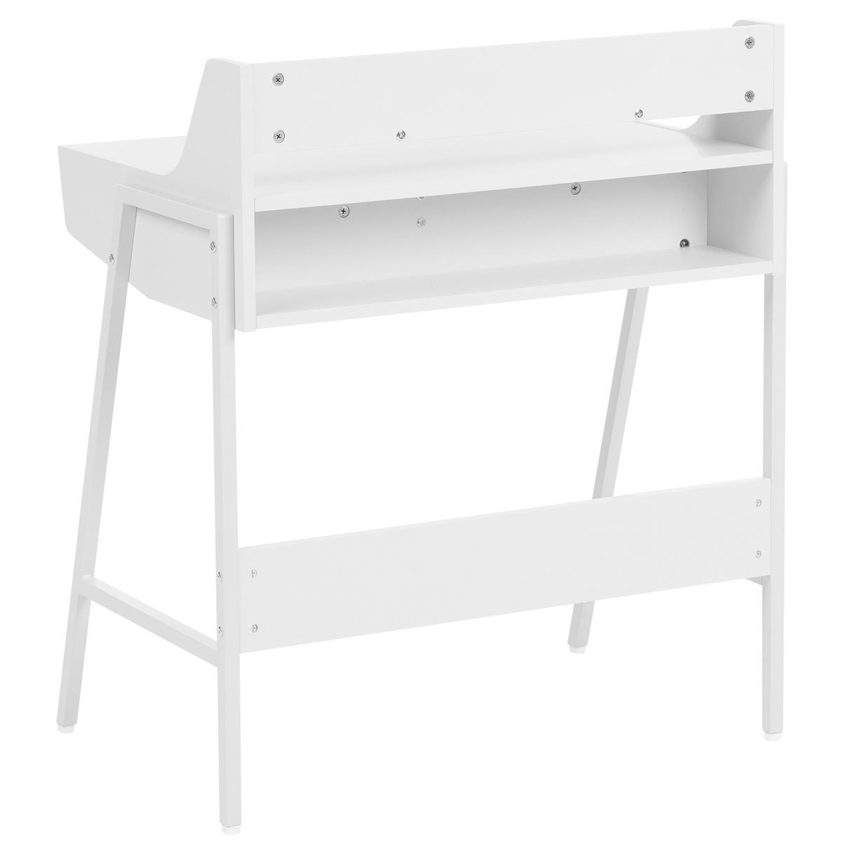 SCHREIBTISCH mit Regalaufsatz Weiß 77/46 cm Broxton - Weiß, Holzwerkstoff (46/77/89cm) - Beliani