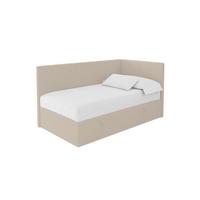 EINZELBETT Jugendbett mit Bettkasten Links, ohne Matratze - LOVY 100x200 Dunkelbeige - Mokka, Holzwerkstoff/Textil (100/200cm) - ALTDECOR