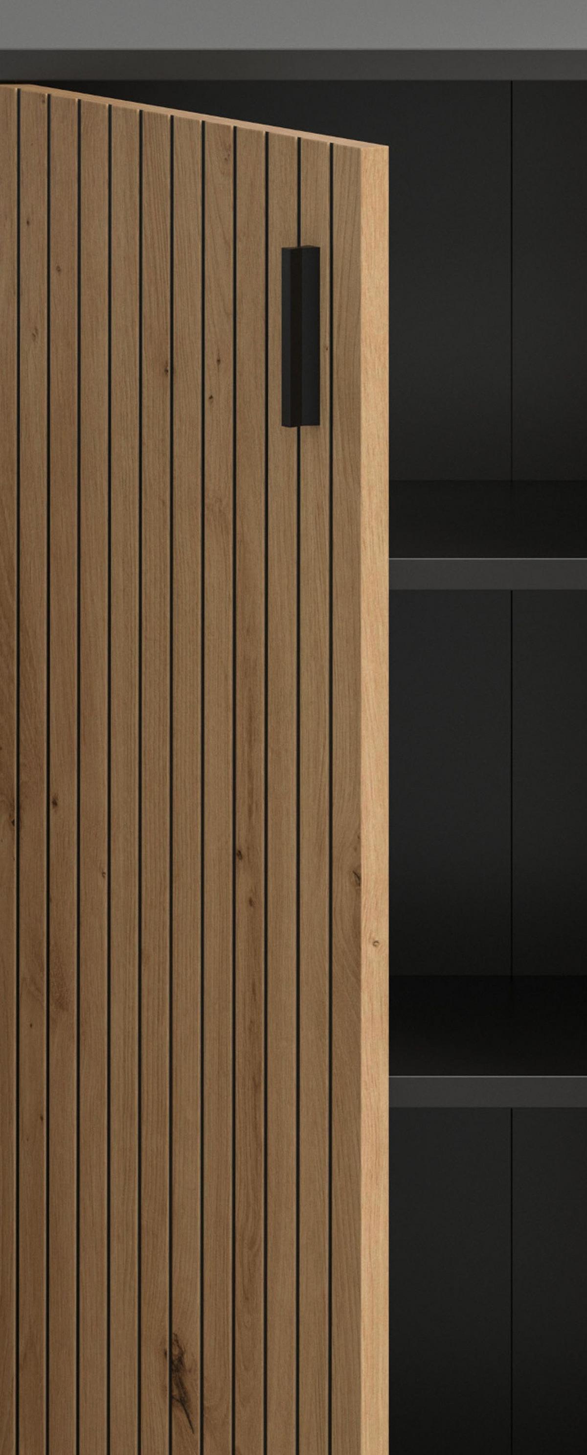 HOCHSCHRANK Eiche Artisan, grau 30 x 192 cm, Badschrank mit 6 Fächern - Schwarz/Eiche Artisan, Holzwerkstoff/Kunststoff (30/192/30cm) - Inn.Furn