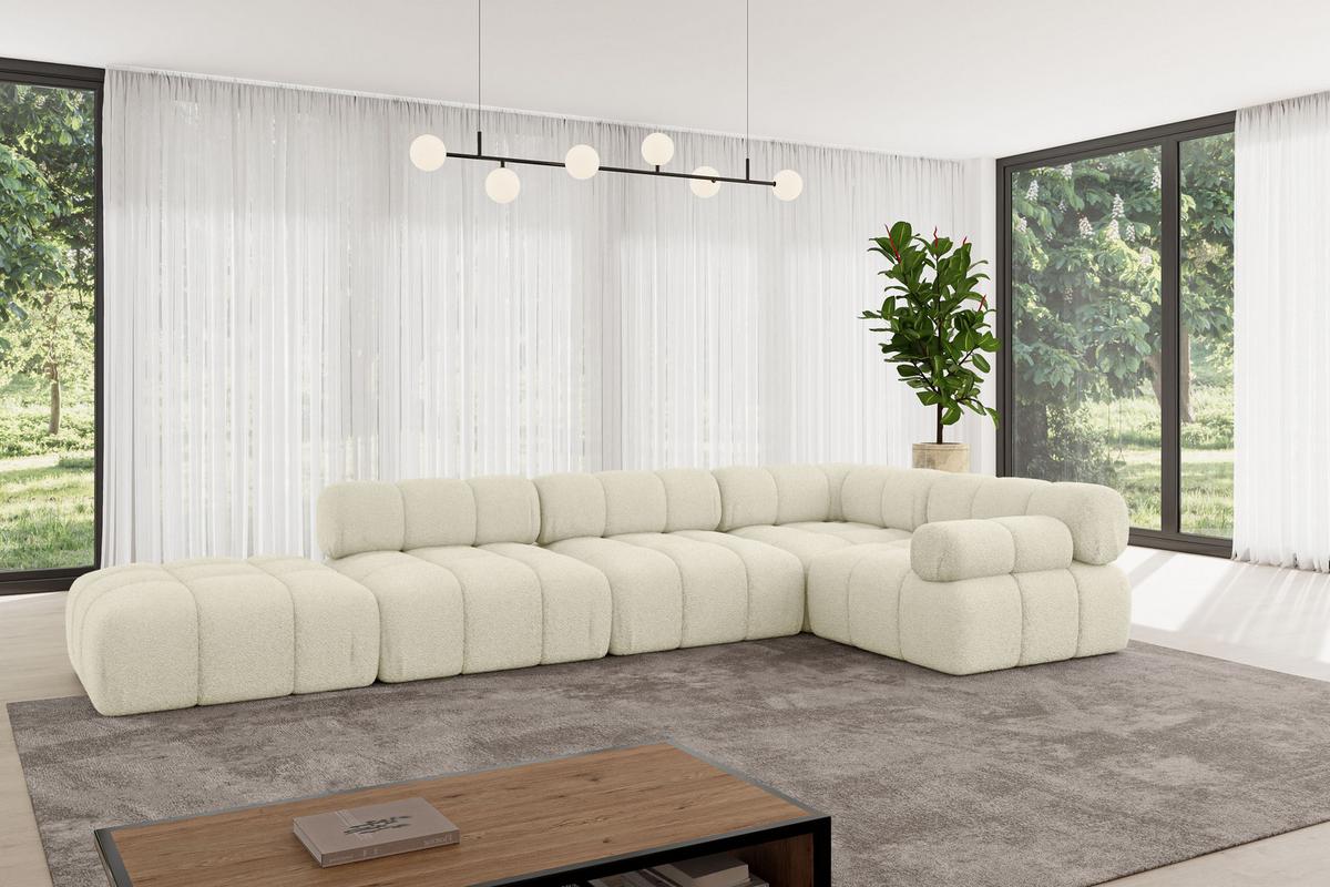 ECKSOFA modulares Sofa Felto-L2 - 380x190x70 cm Beige Bouclé - Beige, Holzwerkstoff/Textil (380/190cm) - ALTDECOR