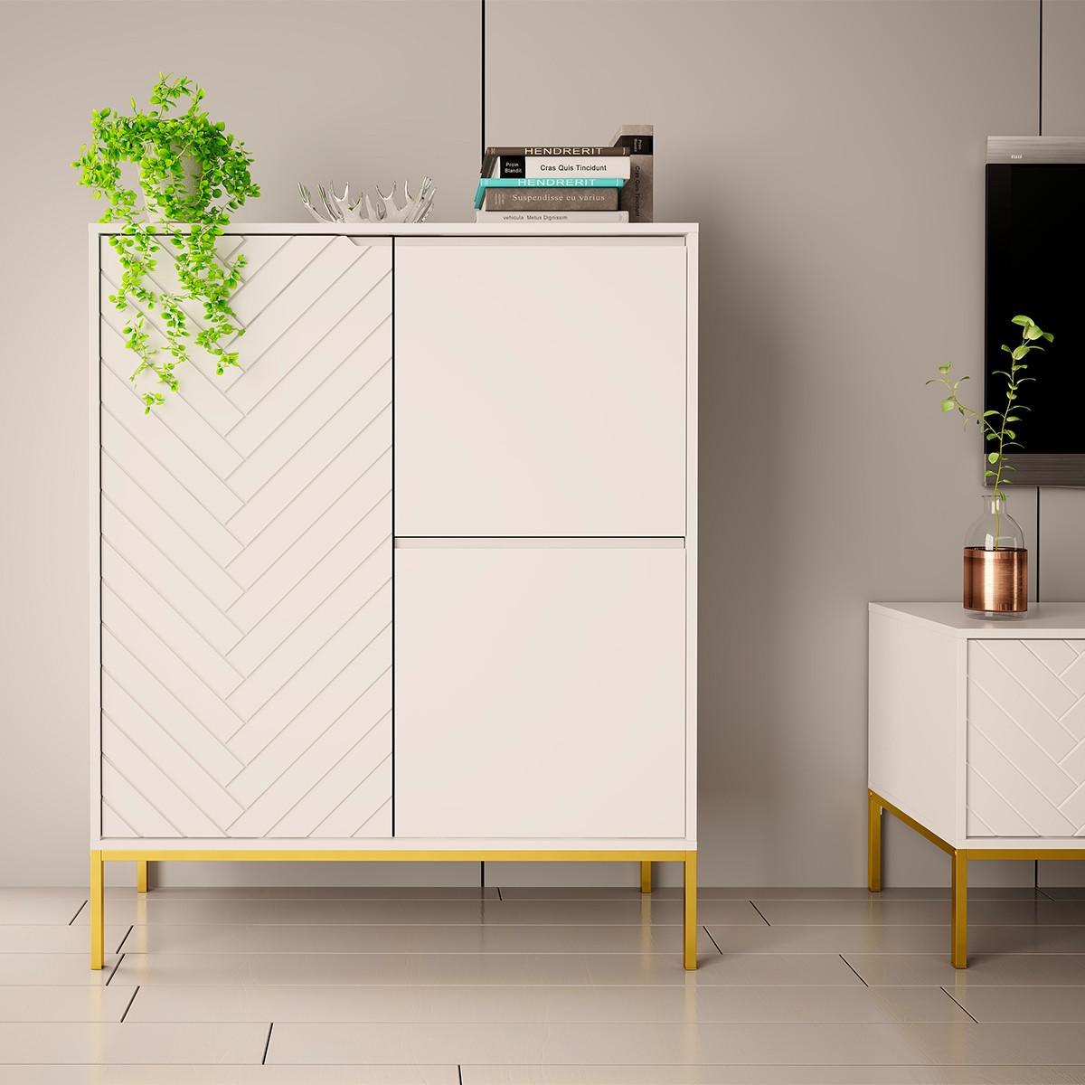 SIDEBOARD Daria Weiß - Weiß, Holzwerkstoff (102/145/39cm) - Petits-meubles