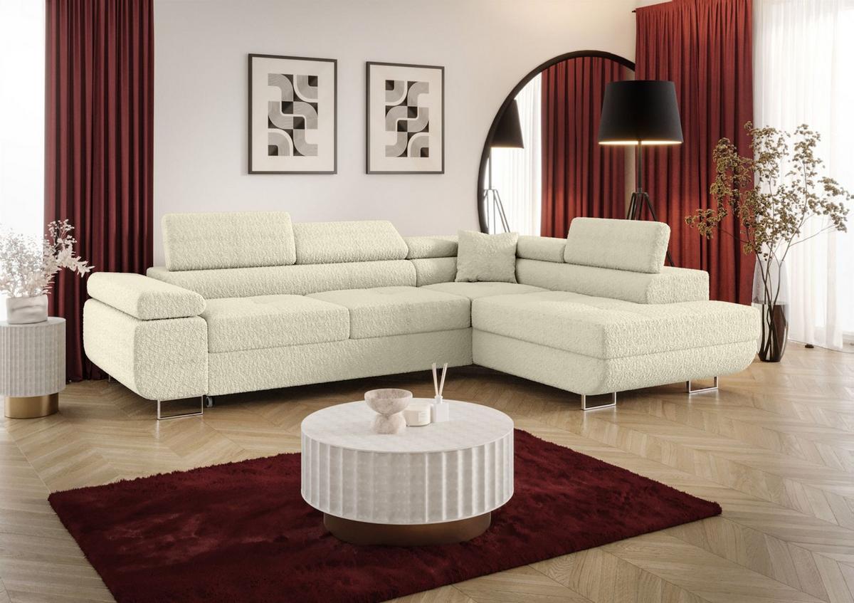 ECKSOFA Monaro Mit Schlaffunktion - Creme, Holzwerkstoff/Textil (275/202cm) - Fun Möbel