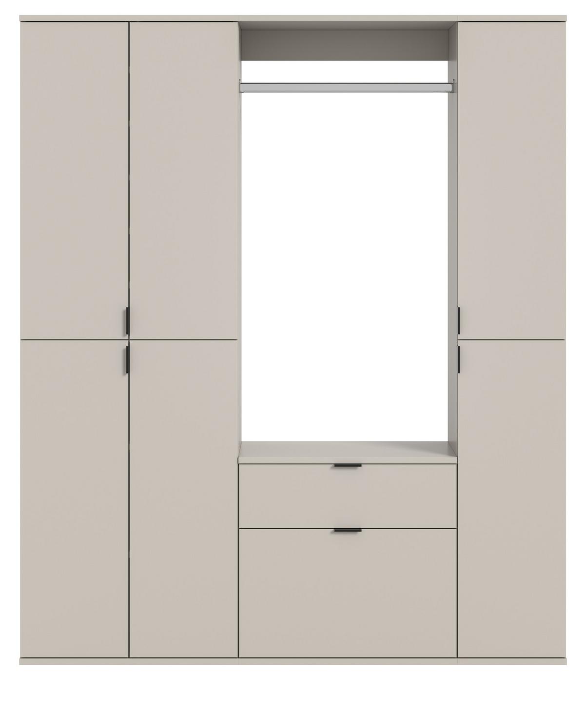 GARDEROBEN-SET Kaschmir 152 x 193 cm, Garderobenschrank mit viel Stauraum - Kaschmir/Schwarz, Holzwerkstoff/Metall (152/193/34cm) - Inn.Furn