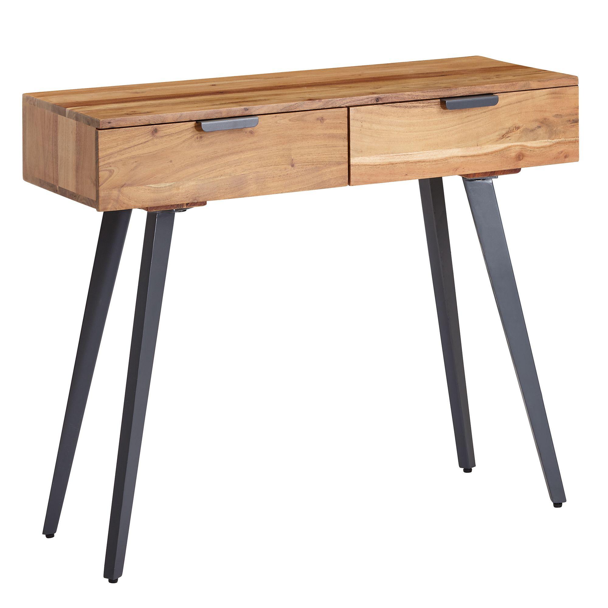 KONSOLENTISCH – Massivholz/Metall, 2 Schubladen, individuelles Design - Beige/Anthrazit, Holz/Metall (36/90/78cm) - KADIMA DESIGN