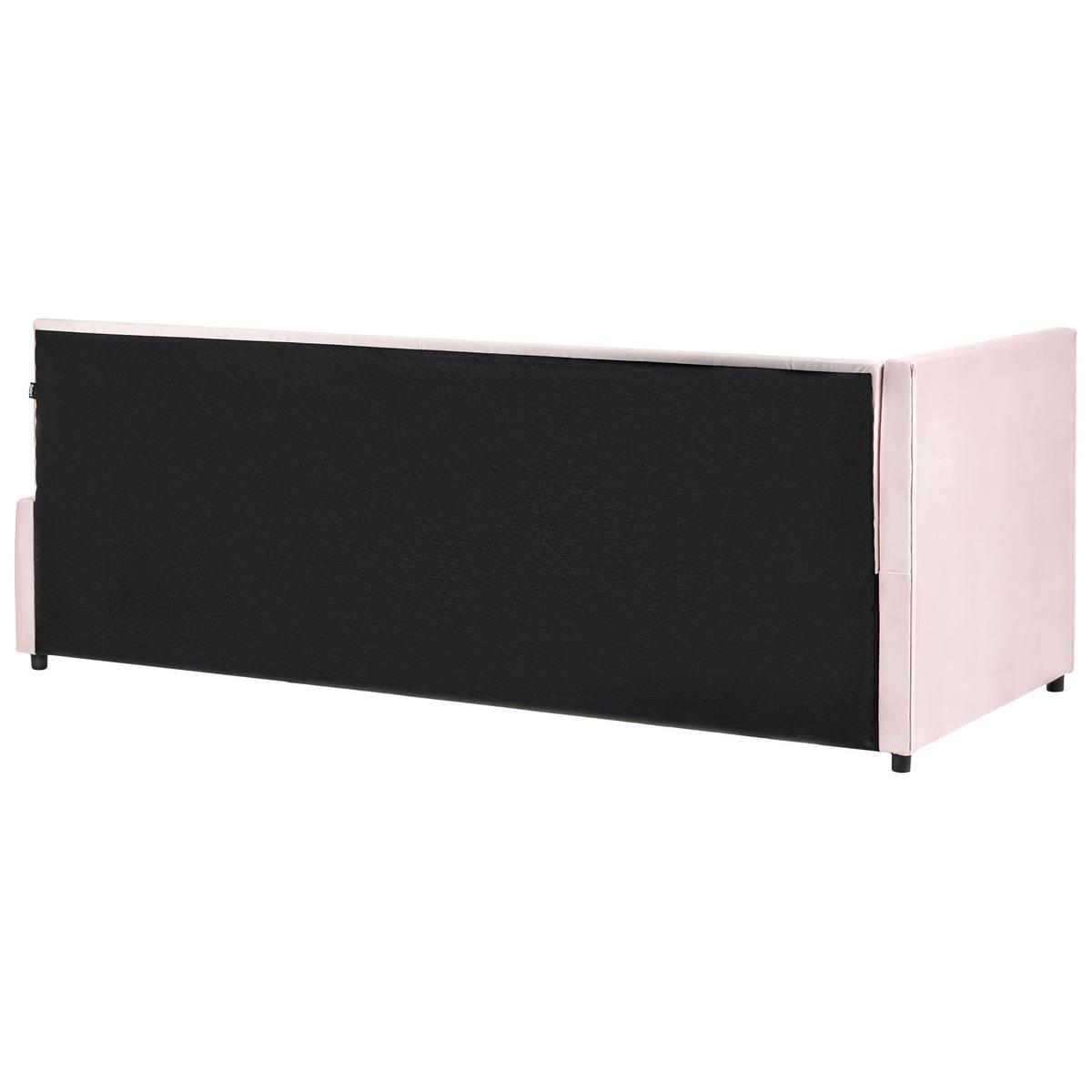 TAGESBETT Samtstoff 90/200 cm Pastellrosa Lisieux - Pink, Textil (90/200cm) - Beliani