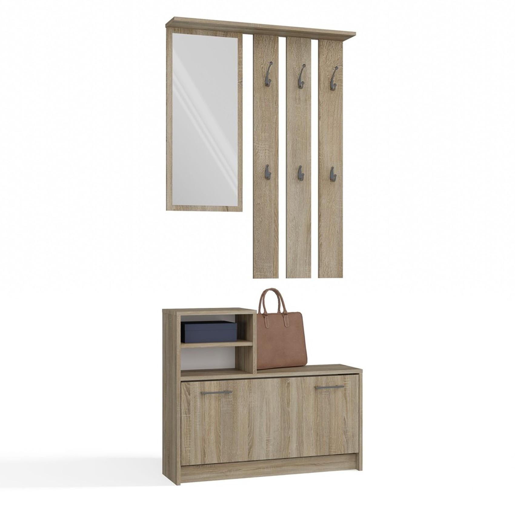 GARDEROBE praktisch Garderoben-Set mit Spiegel Sonoma 85/180/24 - Sonoma Eiche, Holzwerkstoff (85/180/24cm) - RAUMHIRSCH FURNITURE