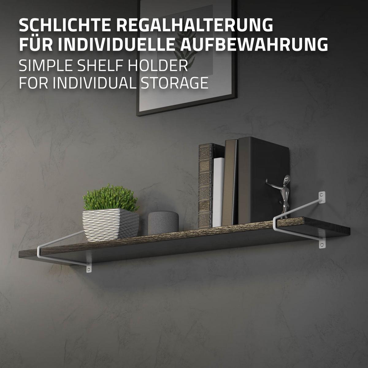 REGALHALTERUNG 2er Set 265mm Weiss - Weiß, Metall (2.3/18/26.5cm) - ML-DESIGN