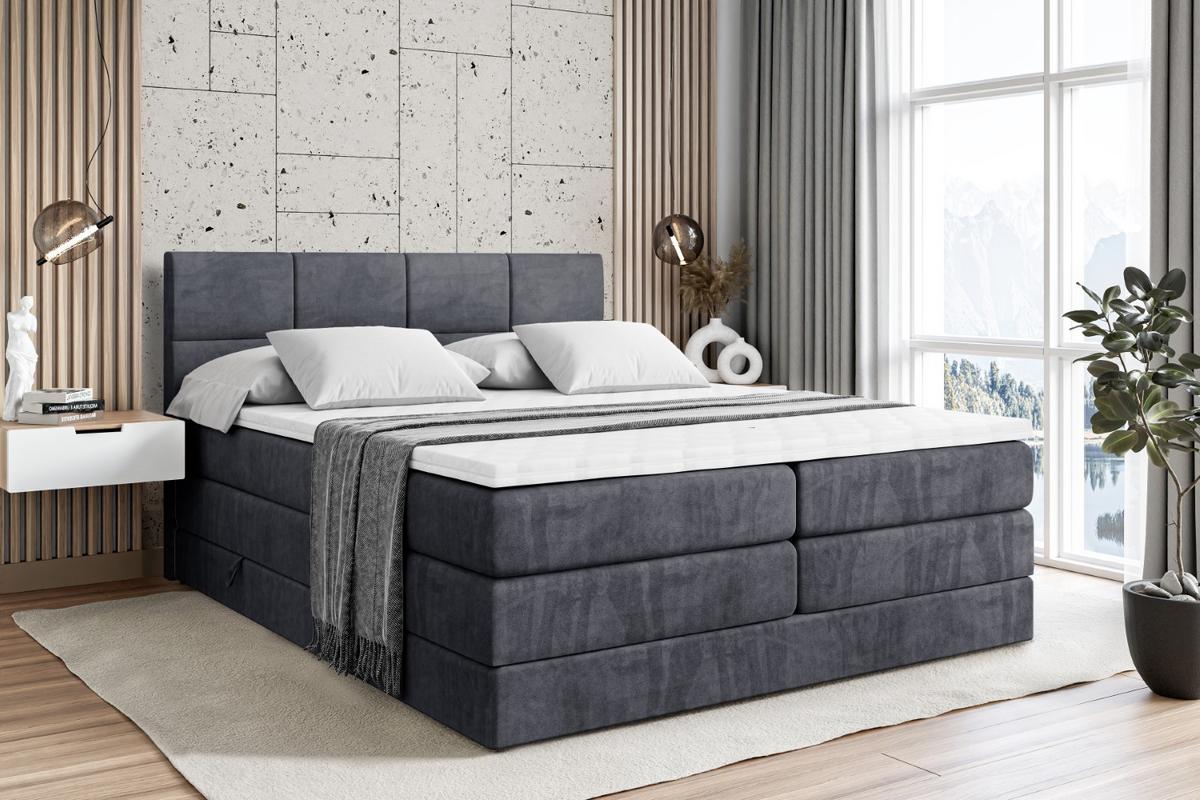 BOXSPRINGBETT ARDENI KING - 140x200 - H3/H4 - Dunkelgrau - Dunkelgrau, Holzwerkstoff (140/200cm) - ALTDECOR