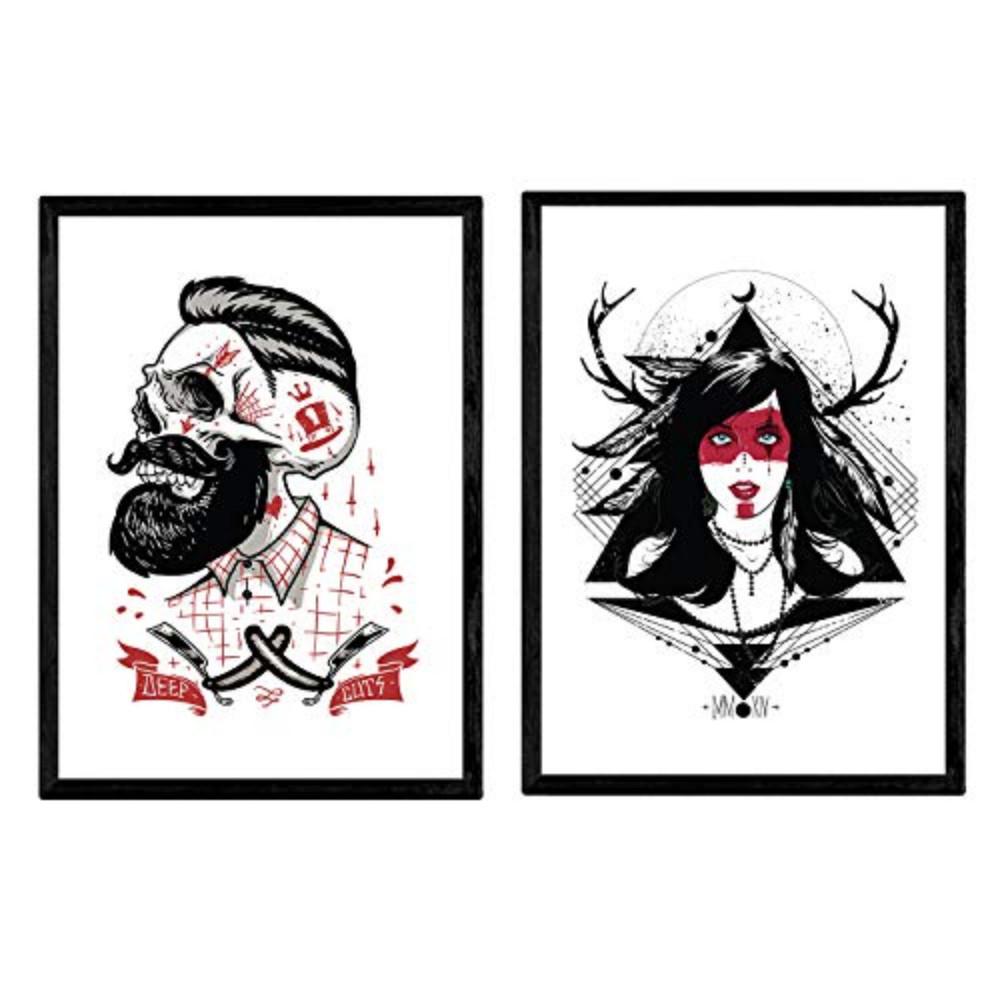 POSTER Set Mit 2 Rotes Mädchen Chico Negro A4 Rahmenlos - Klar, Papier (29.7/5/21cm) - Nacnic
