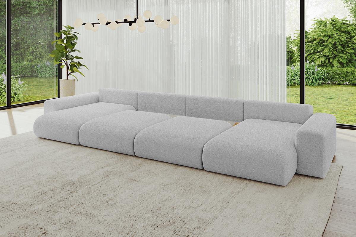WOHNLANDSCHAFT mit Schlaffunktion ESKAR-U2-464x176x72cm Hellgrau - Anthrazit/Hellgrau, Holzwerkstoff/Kunststoff (176/72/464cm) - ALTDECOR