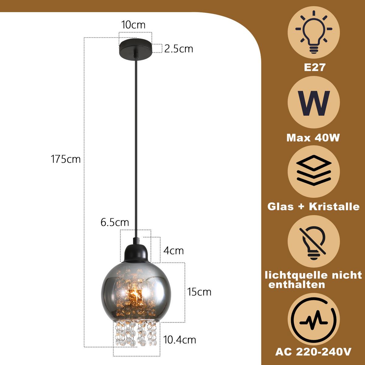 PENDELLEUCHTE Marlow 10/10/175 cm - Schwarz, Metall (10/10/175cm) - Nettlife
