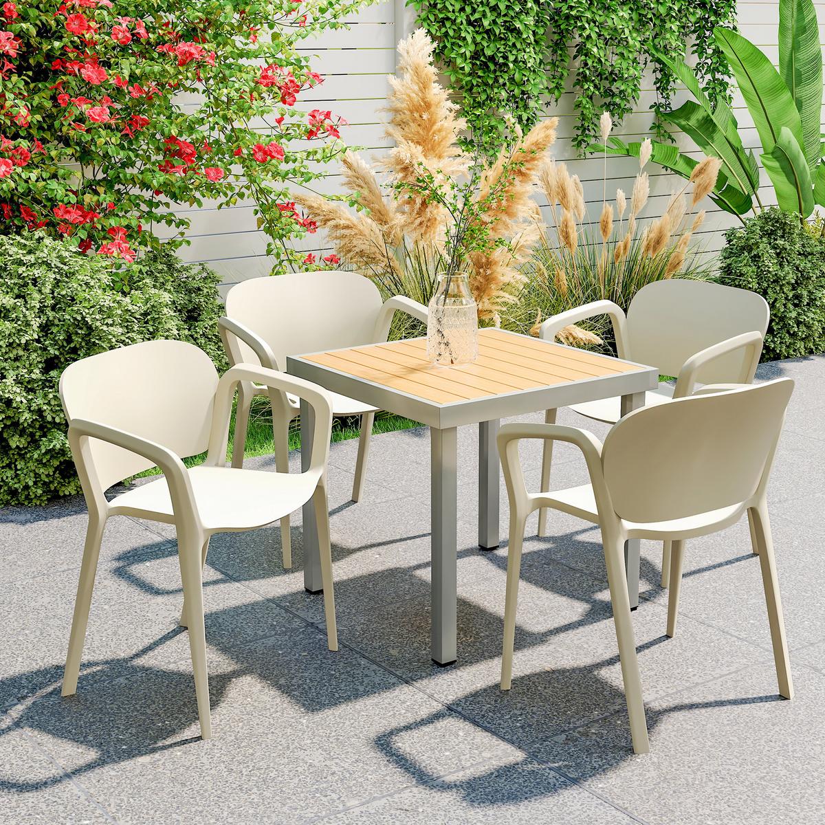 BALKONSTÜHLE 4er Set Kunststoff Weiß - Weiß, Kunststoff (56/75/60cm) - Outsunny